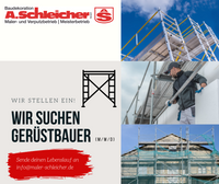 Das Unternehmen Baudekoration A. Schleicher GmbH hat Stellenangebote für Gerüstbauer nähe Dipperz